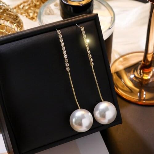 Long Pearl Earrings Korean Earrings New 2020 Trend exquisite retro Pendant Fashion Stud Earrings Women elegant Jewelry Earrring