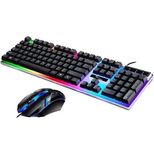 Gaming Keyboard & Mouse Set USB Wired 104 Keys Mechanical Feeling Keyboard Ergonomic Mouse Combo Home Kit for Laptop Computer PC