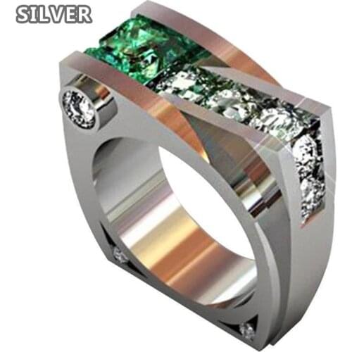 Creative Geometric Emerald Crystal Finger Ring Women Wedding Gift Engagement Rings For Men Dropshipping diamond rings for women