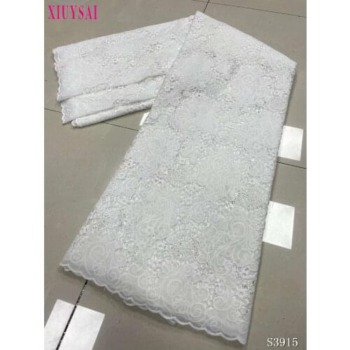 XIUYSAI Top Class Neat embroidery Guipure lace Very soft White African cord fabric Nigerian Ghana Dubai style lace SL736