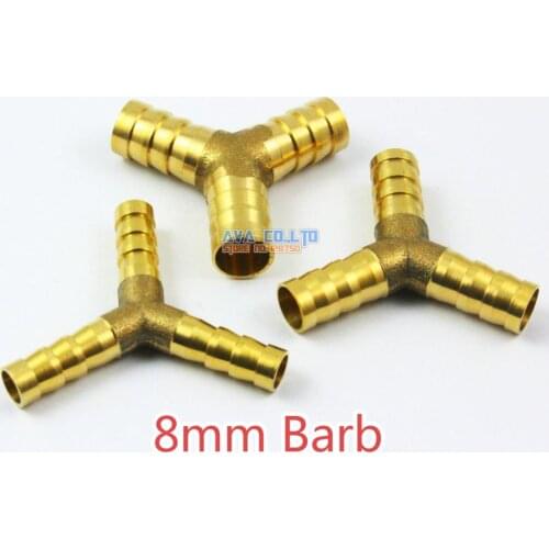 10 Pieces Brass Y 3 way 8mm Barb Fuel Hose Joiner Air Gas Water Hose Connector Coupler