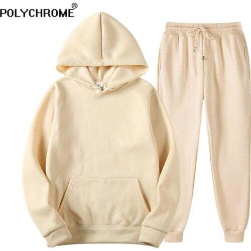 Fashion Brand Men Solid Color Casual Sets Autumn New Mens Hoodies + Pants Two-Piece Tracksuit Trendy Sportswear Set Male