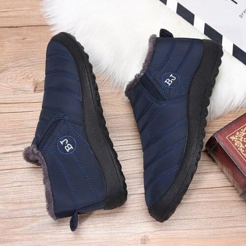Men Boots Winter Men Shoes Warm Fur Snow Boots Plush Inside Waterproof Shoes Anti Skid Bottom Black Winter Boots Men 362