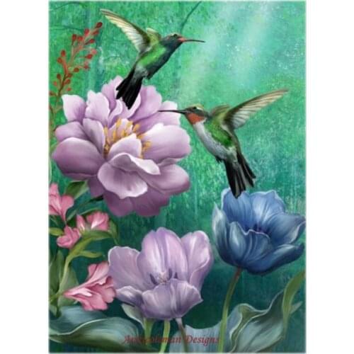Embroidery Counted Cross Stitch Kits Needlework - Crafts 14 ct DMC DIY ART Handmade Decor - Hummingbird Garden