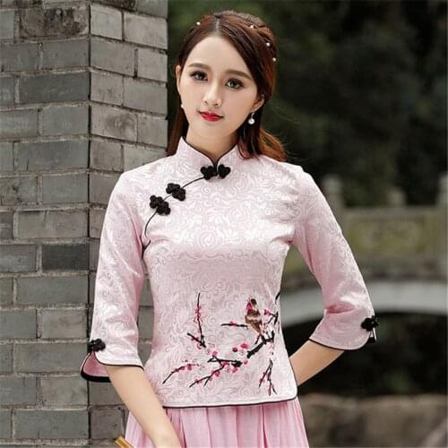 2020 News Floral Elegant Traditional Chinese Clothing for Women Chinese Shirts Dress Wedding Vestidos Tang