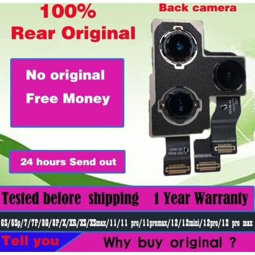 Main Rear Original Camera For iPhone 12 mini pro max X Camera XR XS max 11 11pro Max Big Camera Main Lens Flex cable Replacement