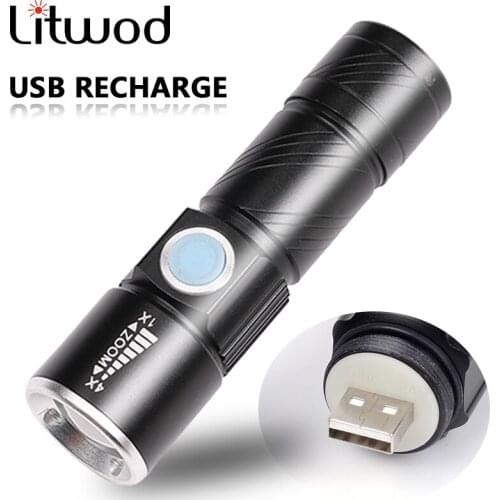 XP-G Q5 Portable USB Handy Powerful LED Flashlight Rechargeable Torch Flash Light Bike Pocket Zoomable Lamp Built In Battery 10W
