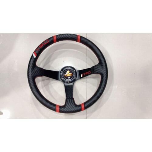 Top quality 350mm 14'' Deep Dish TRD Carbon style PVC Drift Racing Sport Steering Wheel