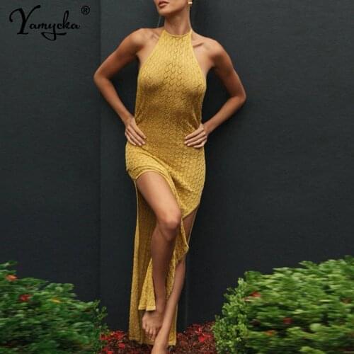 Sexy y2k See Through Backless Crochet beach party summer maxi dress women vintage evening prom dresses elegant casual dress 2021