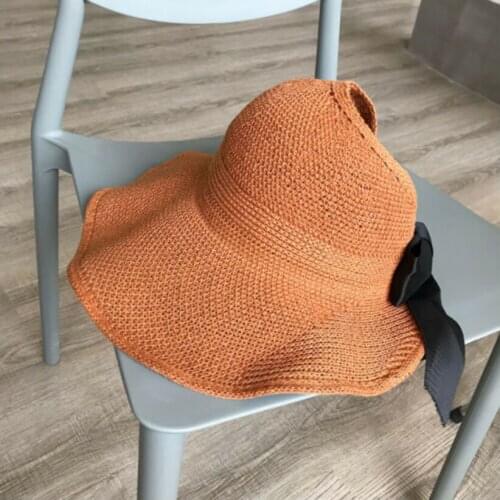 Summer Hat Floppy Femme Straw Hat Women Cap Ladies Wide Brim Beach Hat Sun Foldable Cap