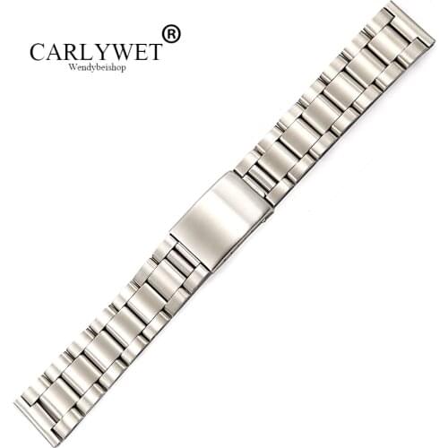 CARLYWET 17 18 19 20mm Steel Silver Brushed Watch Band Strap Old Style Oyster Bracelet Straight End Screw Links