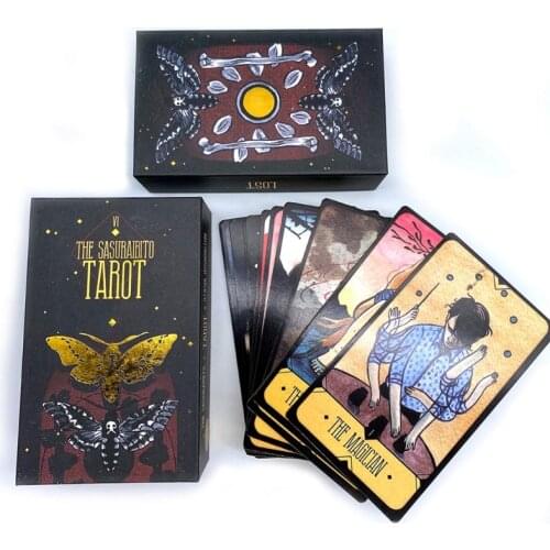 The Sasuraibito Tarot 78 Cards Deck and Guidebook Gilt Edge Card Family Party Board Game Oracle Card Divination Fate