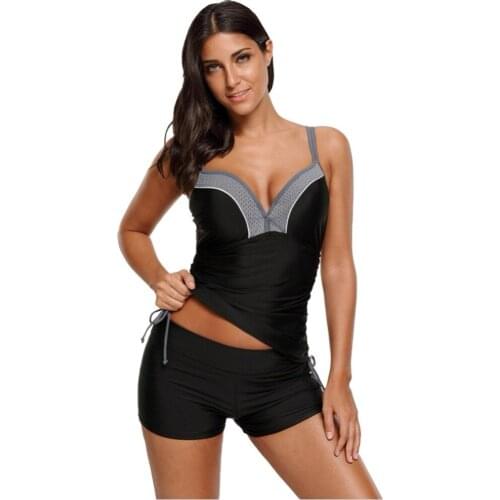 Bralette Tankini Top with Shorts Swimsui Color block Swimsuit for Lady Comfortable Push up Swimwear Women badpak Bottom