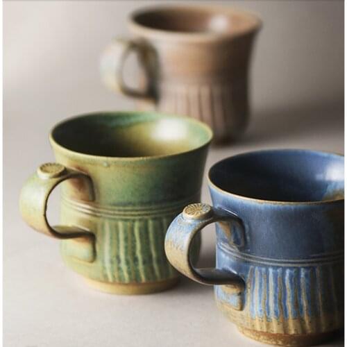 Japanese Retro Ceramic Coffee Cup Office Cup Single Tea Cup Home Mug with Lid Tea Cup Holder Living Room Tea Set Decoration