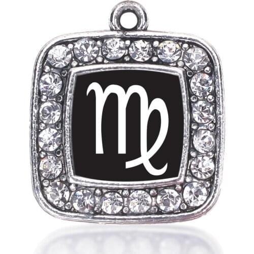 Virgos AUGUST 23 - SEPTEMBER 22 SQUARE CHARM ANTIQUE SILVER PLATED CRYSTAL JEWELRY