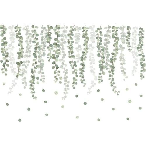 Green Plants Eucalyptus Vine Leaves Wall Decal Removable Watercolor Wall Decor Wall Sticker for Home Decor Living Room