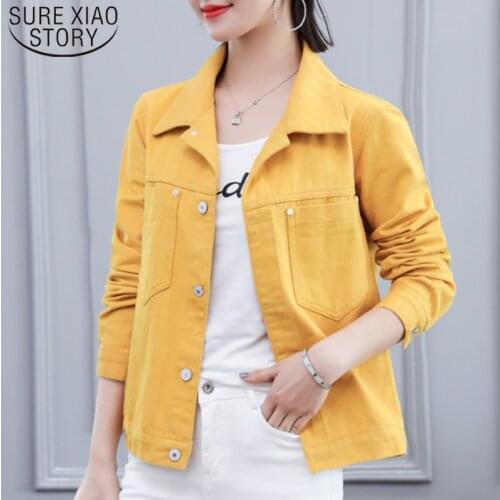 2021 Autumn New Denim Jacket Women Loose Jeans Jacket and Coat Fashion Casual Pocket Turn-down Collar Long Sleeve Jacket 7121 50