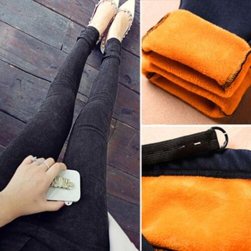 2019 autumn and winter models gold velvet maternity pants plus velvet thick imitation jeans was thin pencil stomach lift pants