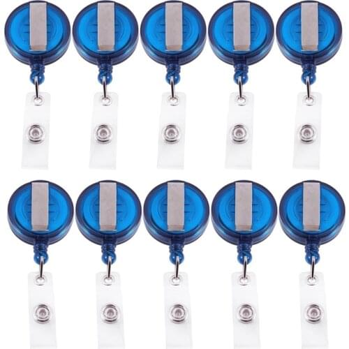 10 Retractable Reel Recoil ID Badge Lanyard Name Tag Key Card Holder Belt Clip Color:Blue Amount:10 Pcs