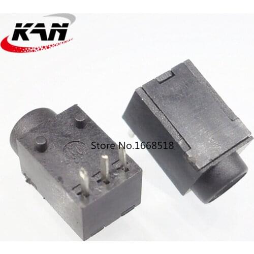 100PCS DC-003A round DC power socket DC003 3.5 - 1.3 MM 3.5*1.3 sockets connector 3pins soldering ROHS Free shipping