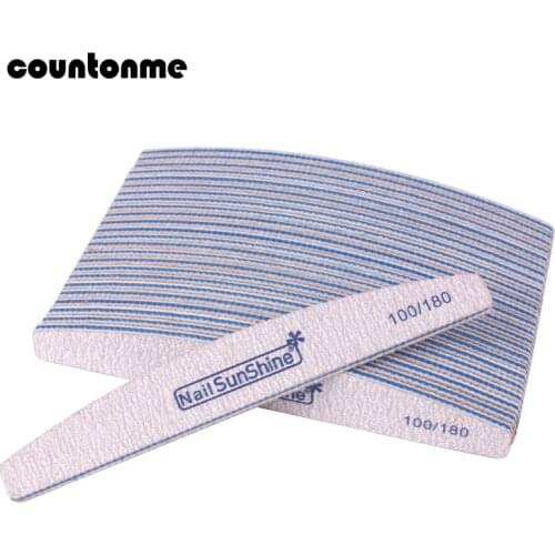 100pcs Nail File Blocks 100/180 Emery Board Blue New Curved Sanding Polisher Buffer File For Manicure Nail Salon Tools Set