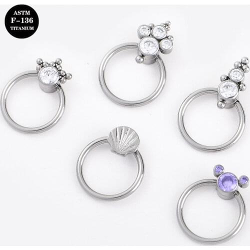 16G Implant Grade Titanium Cubic Zircon CBR Captive Bead Ring for Nose Septum Ear Helix Conch Daith Piercing Body Jewelry