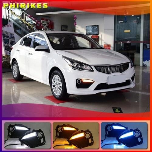 2pcs For KIA K2 RIO 2016-2017 LED DRL lights Daytime Running Light Daylight yellow Signal fog lamp Styling lights