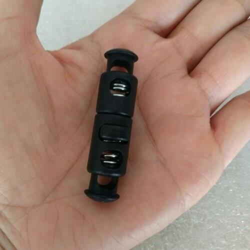 20piece black plastic Stopper Toggle Buckle Rope Clamp Cord Locks Drawstring Stops End Double Head Button Applique Bags