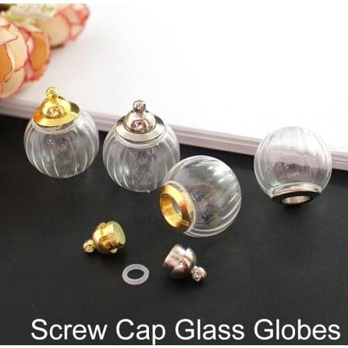 4PCS Preglued Screw Cap Glass Globe Pendant Necklaces With Rubber Seal Tiny Glass Globes glass vial pendant Diy Jewerly Finding