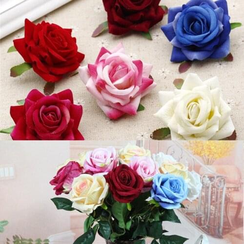 5CM Velvet roses artificial flowers for wedding decoration party / living room decoration for Valentines Day 1PCS