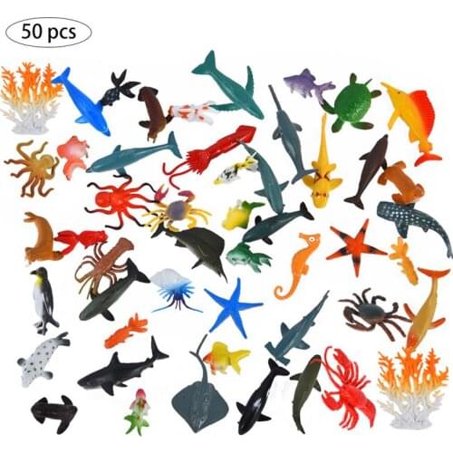 50pcs Simulation Dice Marine Animal Model Toy Simulation Ocean World Mini Dinosaur Classic Ancient Collection Boy Gift