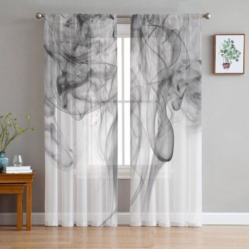 Abstract Smoke Curtains For Living Room Luxury Baby Bedroom Tulle Curtains Kitchen Study Room Modern Style Sheer Curtains