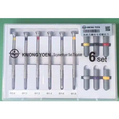 Assortment of 6pcs Watch Screwdriver for Movement Screws 0.8~1.8mm Size