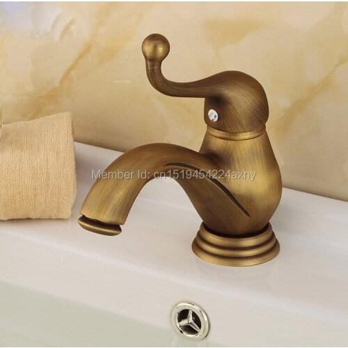 Free shipping Promotional Deck mounted Latin Style Antique Copper Brass Classic Basin Faucet hot&cold mixer tap GI71