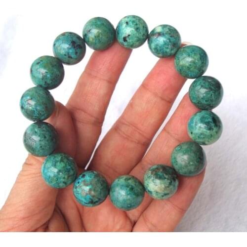 Free Shipping Natural Chrysocolla Round 14mm Beads Stretch Bracelet Women Jewelry Accessories Weddings Parties Birthday Gift