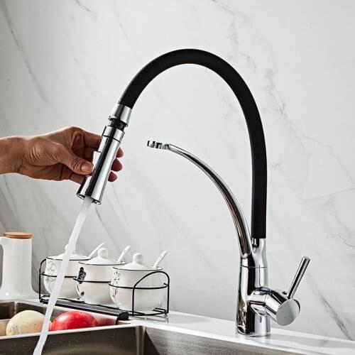 Black Kitchen Sink Faucet Swivel Spout Pull Down Kitchen Faucet Sink Tap Deck Mounted Bathroom Hot and Cold Water Mixer Tap