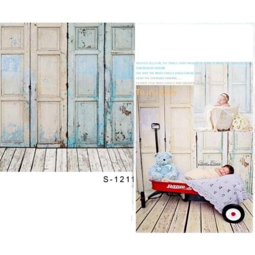 DAWNKNOW Wood Door Vinyl Photography Background Wood Floor New Fabric Polyester Backdrop For Children Photo Studio Props 1211