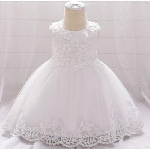 Baby Girl Cothes Wedding Party White Dress For Baby 1 Year Birthday Dresses Sweet Flower Infant Baptism Dress Christmas Vestidos