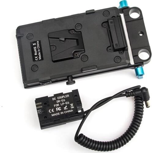 FOTGA V Mount Plate Battery Plate Adapter Couple with LP-E6 Cable for Broadcast SLR HD camera