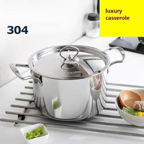 Casserole SS#304 food stainless steel soup pot 20cm thickening sauceboxes cooking pot furnace general