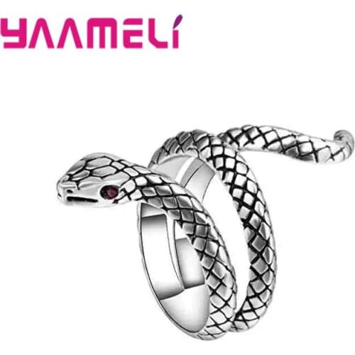 Vintage Statement Snake Rings 925 Sterling Silver Anillos Party Jewelry Gifts for Women Men Couples Hot Sale Fashion Accessory