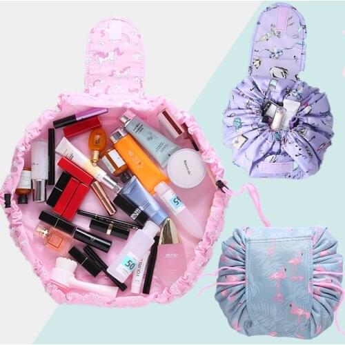 Lazy makeup bag large capacity drawstring storage bag wash bag travel portable multifunction bag