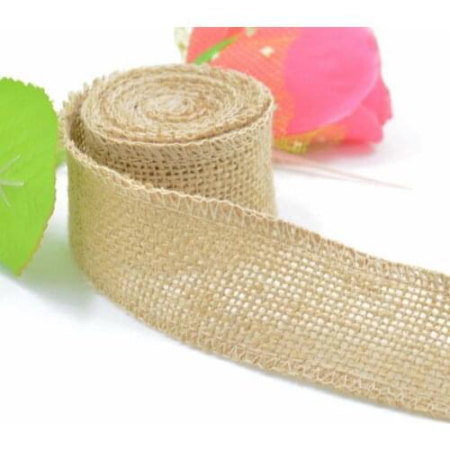 Natural Burlap Ribbon 2 Meters 5cm Jute Roll Cake Topper Decoration Birthday Party Christmas Supplies Vintage Wedding Decor