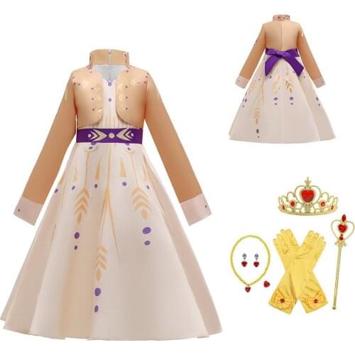 Top Selling Kids2 Ana Dress Girls Costume Children Halloween Party Dress up Queen Fantasy Gown Cosplay Elza Princess Dress