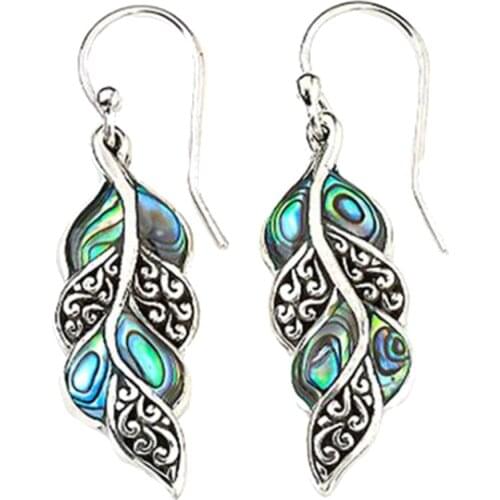 Women Vintage Peacock Feather Pendant Hook Earrings Jewelry Anniversary Gift