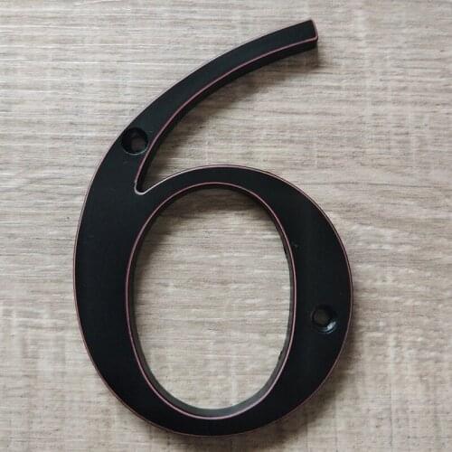 House Number 101mm Black brushed red edge Door Sign numer Outdoor Address Mailbox Numbers Modern home Apartment Signs#6