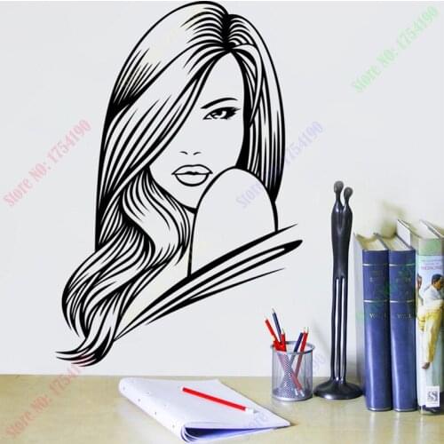 New Vinyl Decor Salon Wall Sticker Girls Hair Transfer Beauty Graphic Art Decal Wall Stickers Home Decor 57X84CM