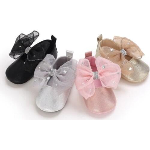 2021 Baby Princess Shoes Big bow Baby Girls First Walker Spring Autumn Crib Shoes Party Wedding Shoes For Prewalker Kid Shoes