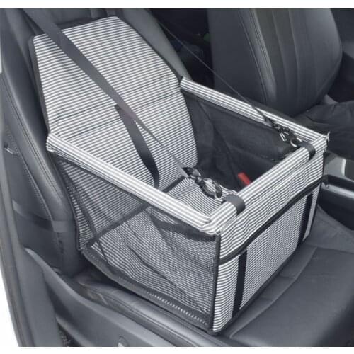 Dog Cat Carry Portable Striped Pet Dog Cat Car Booster Safety Seat Foldable Pet Travel Carry Bag with Clip-On Safety Leash