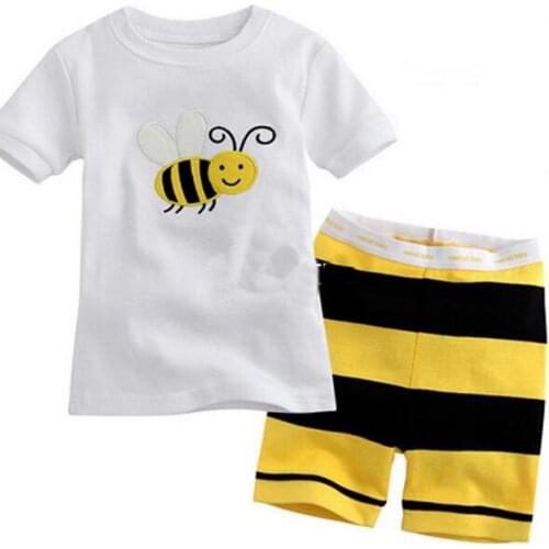 Children Pajamas Baby Clothing Set Kids Bee Cartoon Sleepwear Summer 100% Cotton Nightwear Boys Girls Animal Pyjamas Pijamas Set